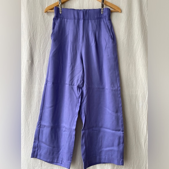 MARI Purple Cropped Wide Dress Pants - Picture 1 of 4